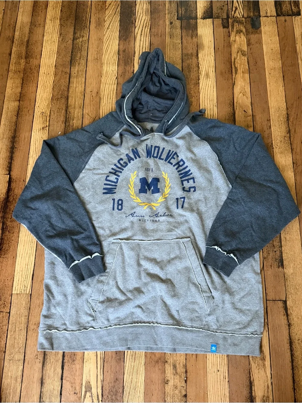 Adidas Michigan Wolverines Gray & Navy Hooded Sweatshirt